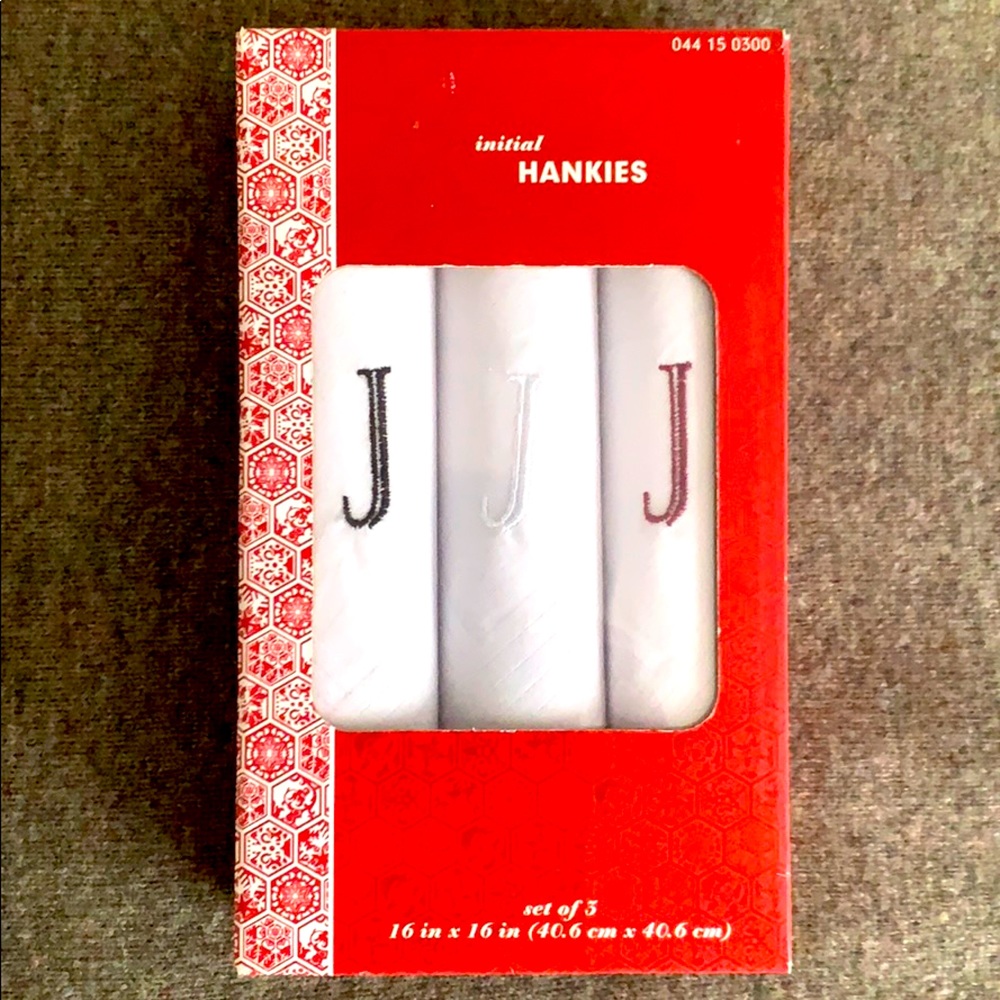 Gift Set of 3 Initial “J” Handkerchief Hankies